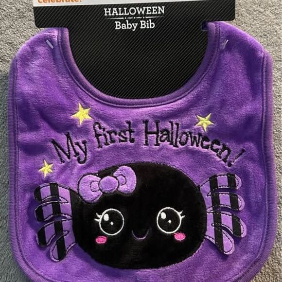 NEW “My first Halloween!” Halloween Baby Bib (Purple) - Picture 1 of 3